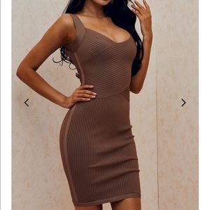 House of CB Brown Temperament Bandage Dress